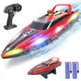 thumbnail image 1 of JoyStone 10 Inch RC Boat with LED Lights for Adults and Kids - 2.4Ghz Remote Control Boat for Pool and Lakes, Dual Motor & Low Battery Alarm, Gifts for 8-12 Boys Girls(Red), 1 of 10