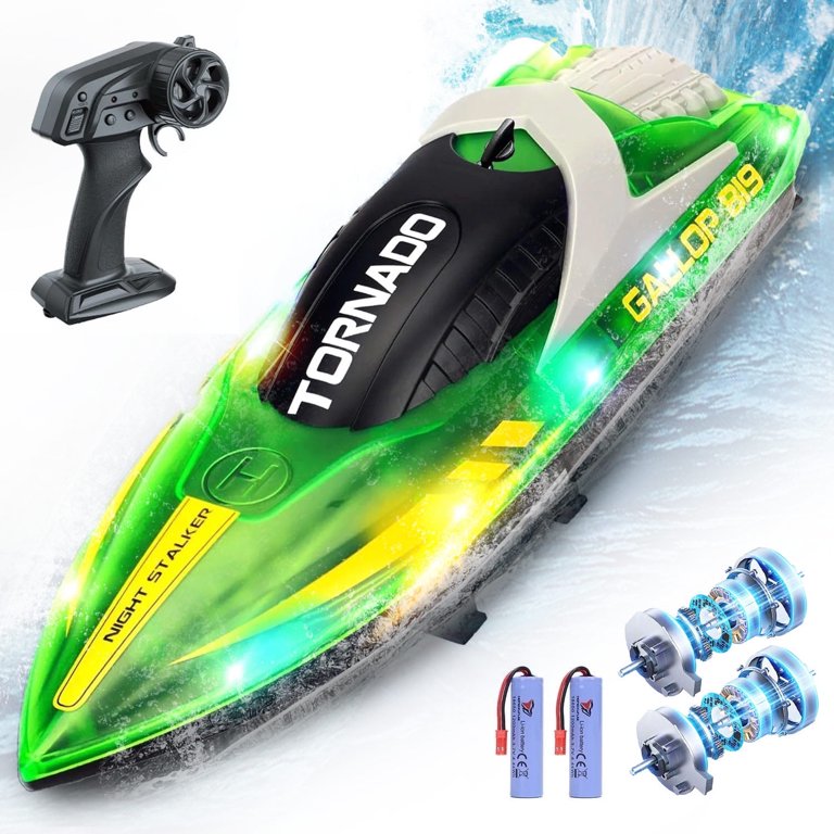 RC Tugboat - 1/144 Scale 2.4Ghz Remote Control Boat With Dual Motor, LED Lights, For Pools & Lakes, Ready To Run