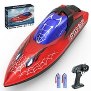 JoyStone RC Boat for Pools and Lakes, 2.4G 15+ MPH Fast Remote Control Boat with LED Lights, Racing Boats for Kids & Adults with 2 Rechargeable Battery, Gifts for Boys Girls (Blue)