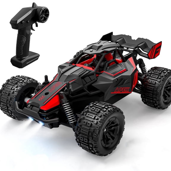 JoyStone Remote Control Car for Kids, 2.4GHz Off-Road RC Car with LED Lights, 50 Mins Runtime, All Terrain RC Truck Toy for Boys Girls, Red