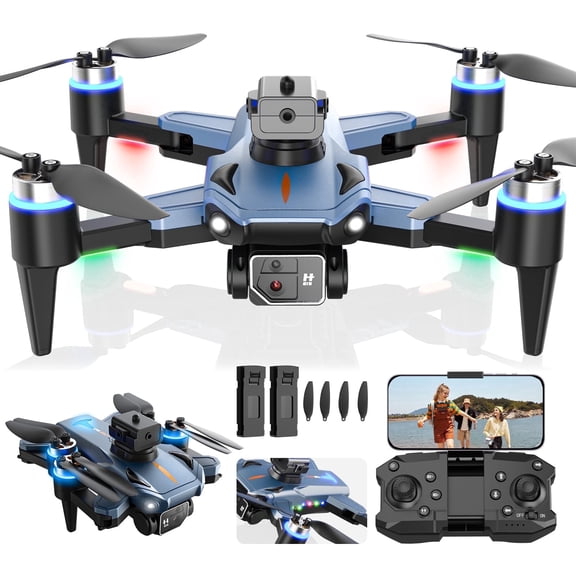 JoyStone RC Drone with 4K Camera for Adults Kids, Brushless Mini Drone with Headless Mode, RC Quadcopter with Colorful LED Light, 2 Batteries for Beginners