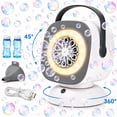 thumbnail image 1 of JoyStone Bubble Machine with LED Lights, 360° Auto Rotation & 45° Adjustable Angle, Automatic Bubble Blower for Kids Toddlers, Outdoor Party, Birthday, Wedding Gifts, 1 of 8