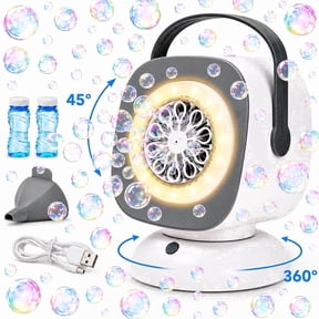 JoyStone Bubble Machine with LED Lights, 360 Auto Rotation & 45 Adjustable Angle, Automatic Bubble Blower for Kids Toddlers, Outdoor Party, Birthday, Wedding Gifts