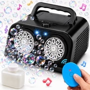JoyStone Remote Control Bubble Machine for Kids with Music & LED Lights, 20000+ Bubbles/Min Automatic Bubble Maker with Dual Fans, Outdoor Bubble Blower for Birthday Party Wedding, Black