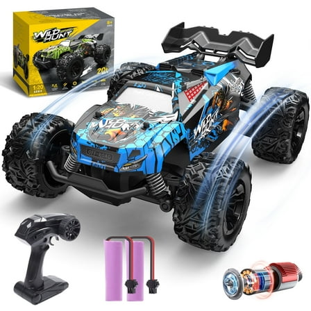 JoyStone Remote Control Car, 1:18 Remote Control Monster Truck All-Terrain 2.4GHz RTR RC Cars W/ 2 Batteries for Kids Toys Gift, Black & Blue