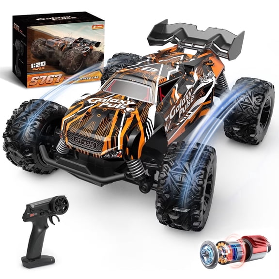 JoyStone Remote Control Car, 1:18 Remote Control Monster Truck All-Terrain 2.4GHz RC Cars W/ 2 Batteries for Kids Toys Gift, Black & Orange