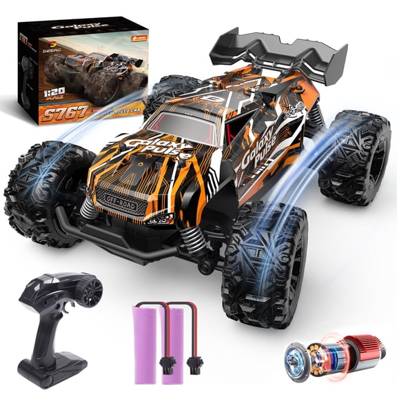 JoyStone Remote Control Car, Remote Control Monster Truck All-Terrain 2.4GHz RC Cars W/ 2 Batteries for Kids Toys Gift, Black & Orange