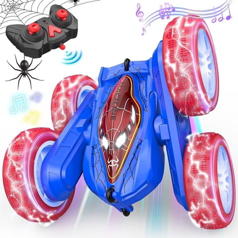 JoyStone Remote Control Car, 4WD 2.4Ghz Rechargeable RC Stunt Car with Double Sided 360 Flips and Headlights Wheel Lights, Off-Road Stunt Toy Cars Gift for Boys Girls