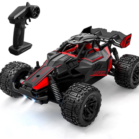 JoyStone Remote Control Car for Kids, 2.4GHz Off-Road RC Car with LED Lights, 50 Mins Runtime, All Terrain RC Truck Toy for Boys Girls, Red