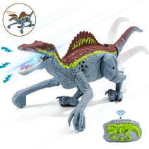 JoyStone Remote Control Dinosaur Toys, Gesture Sensing RC Dinosaurs - Realistic Walking, Roaring, and Spraying Spinosaurus Toys Robot Dinosaur for Kids, Grey