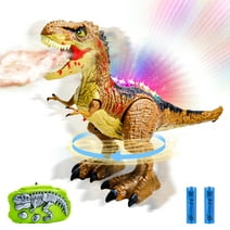 JoyStone Remote Control Dinosaur Toys for Kids, Electric Walking RC T-Rex, Realistic Tyrannosaurus Dino Robot with Roaring and LED Light for Boys and Girls Age 3+, Brown