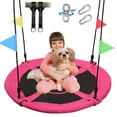 thumbnail image 1 of JoyStone Saucer Tree Swing Set for Kids Adults, 40" Durable Multi-Strand Adjustable Ropes Flying Swing Seat for Outdoor Playground, Backyard, Pink, 1 of 8