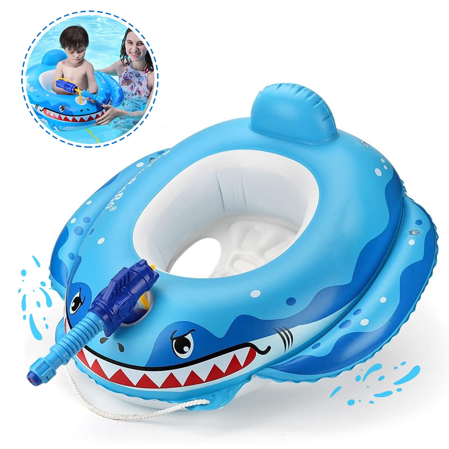 JoyStone Summer Inflatable Shark Pool Float for Kids with Built-in Squirt Blaster, Toddler Pool Float Kids Inflatable Swim Seat Boat Ship Pool Toys for Toddlers and Children