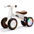 thumbnail image 1 of JoyStone Toddler Balance Bike with Light-Up Wheels, No Pedal Baby Balance Bike with 4 Silent Wheels, Adjustable Seat, First Ride-On Toy for 1 Year Old Boys Girls, White & Brown, 1 of 11