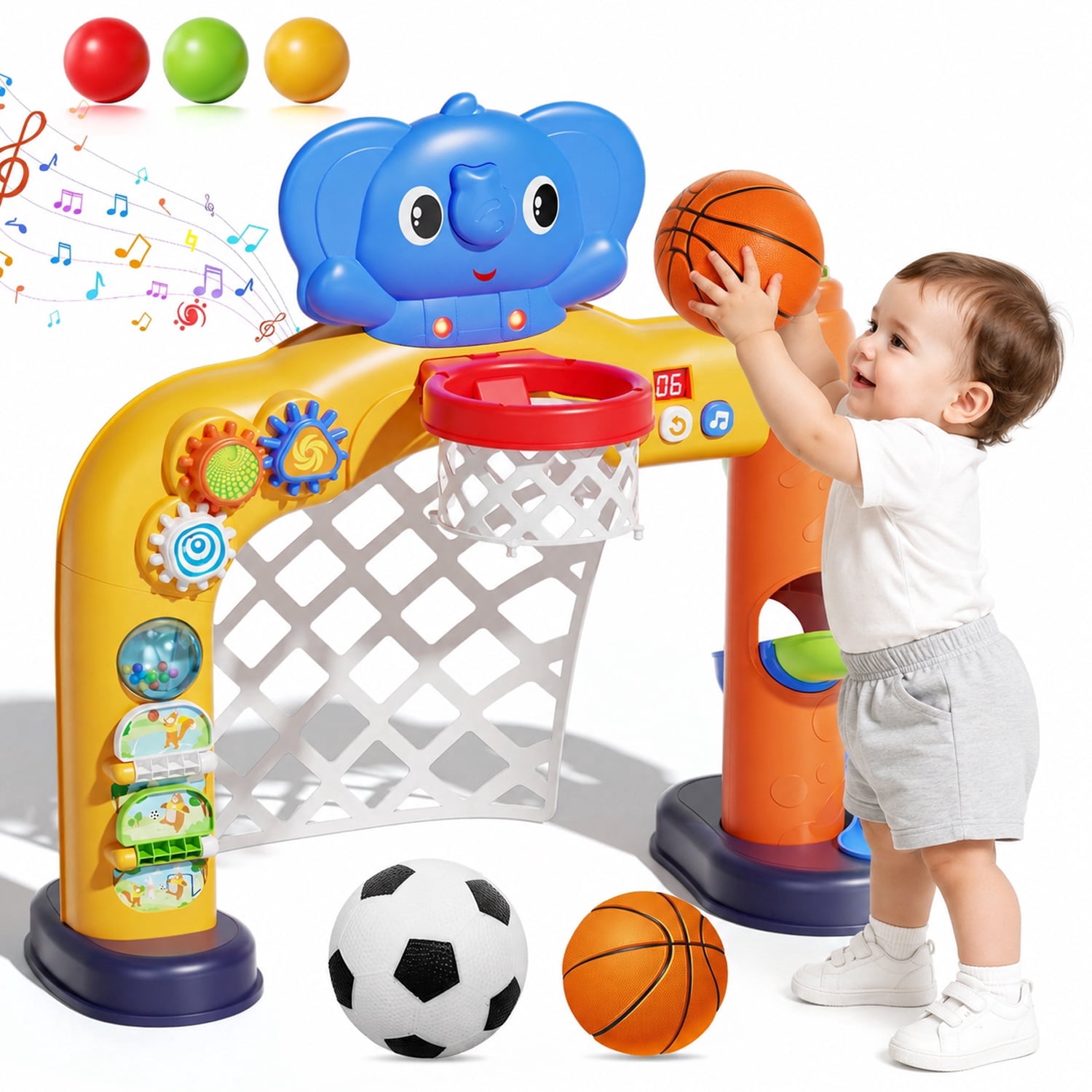 JoyStone JoyStone Toddler Basketball Hoop & Soccer Goal, Baby Toys & Activity Center with Lights, Sounds & Music, Kids Sports Toys for Boys Girls Ages 1-3