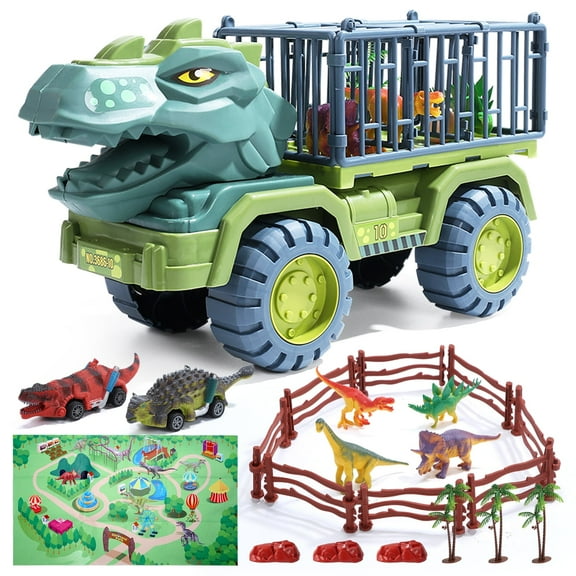 JoyStone Toy Truck, Dinosaur Transport Car Carrier Truck with Dinosaur Toys, Truck Car Carrier Toys Set with Dinosaurs, Dino Car Playset Toys for Kids Boys Girls