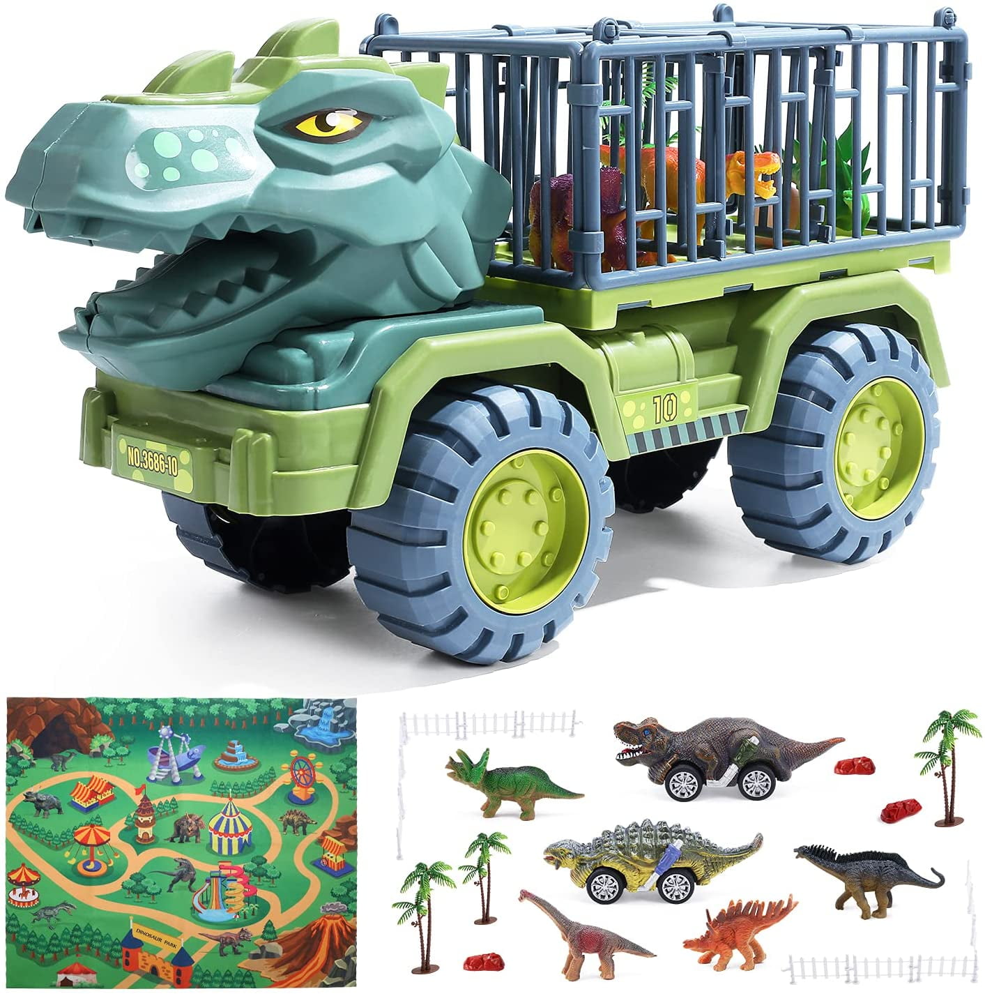 DINORUN Dinosaur Toys for Boys 3-5 - Dinosaur Truck Toy Dinosaur Playset  Gift for Kids 