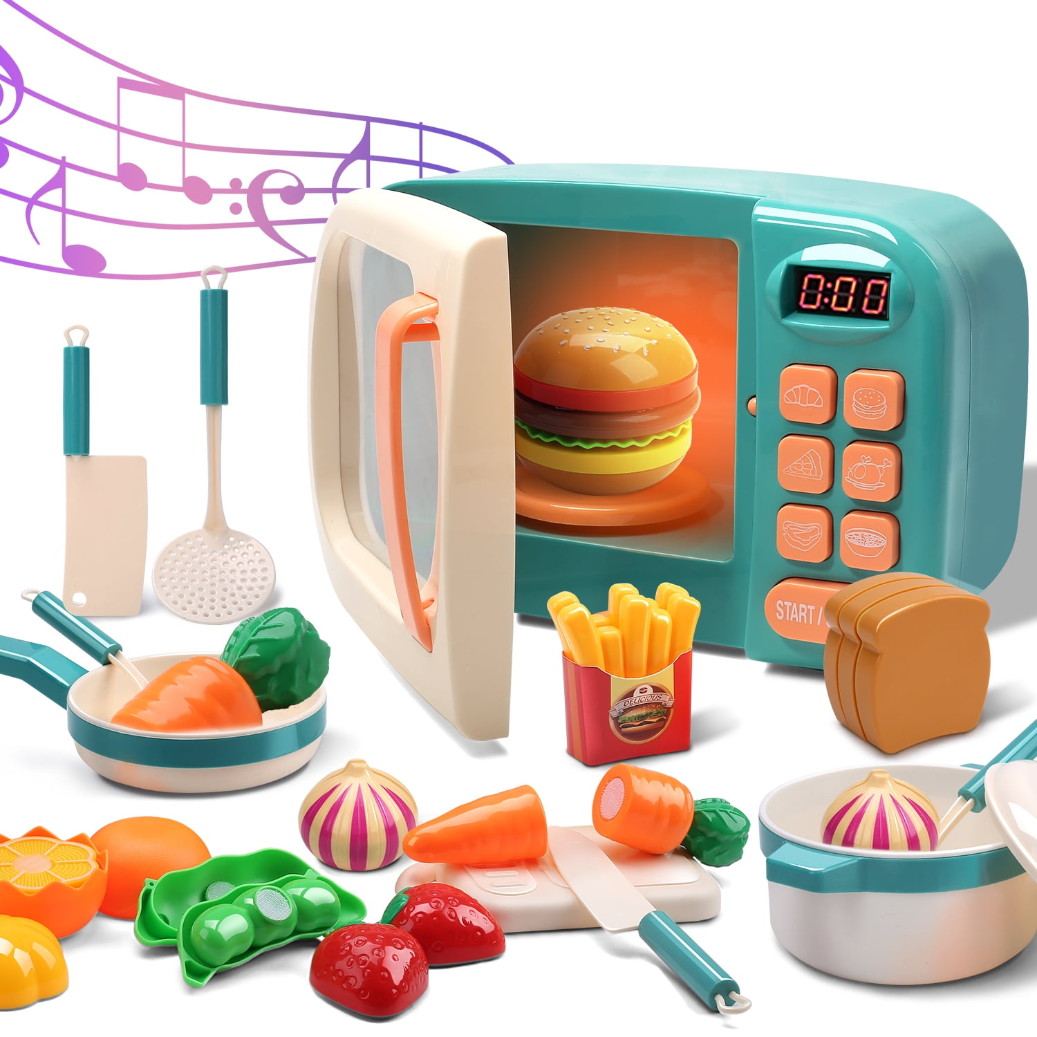 CUTE STONE Microwave Toys Kitchen Play Set,Kids Pretend Play