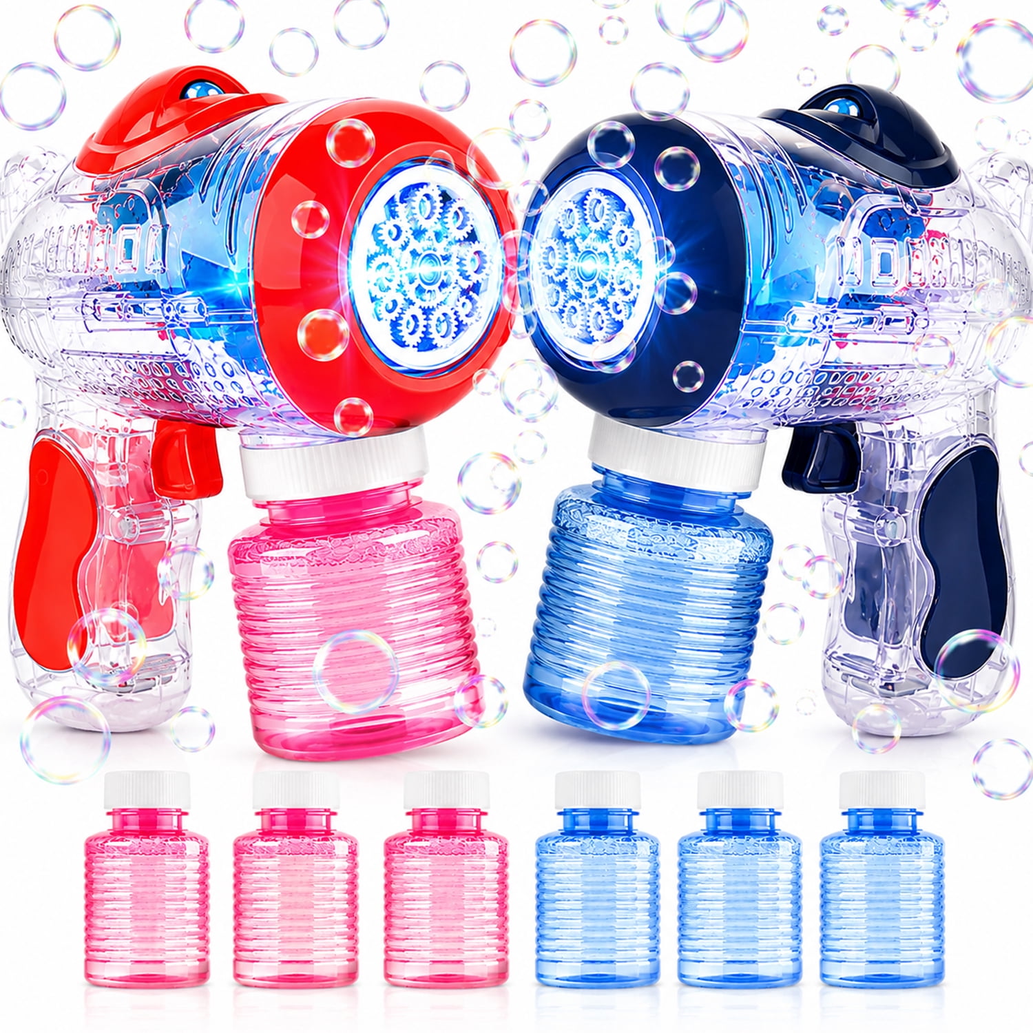 JoyStone JoyStone 2 Pack Bubble Machine for Kids, Automatic Light Up Bubble Blower with 6 Bottles Refill Solution, Bubble Toys for Kids 3+