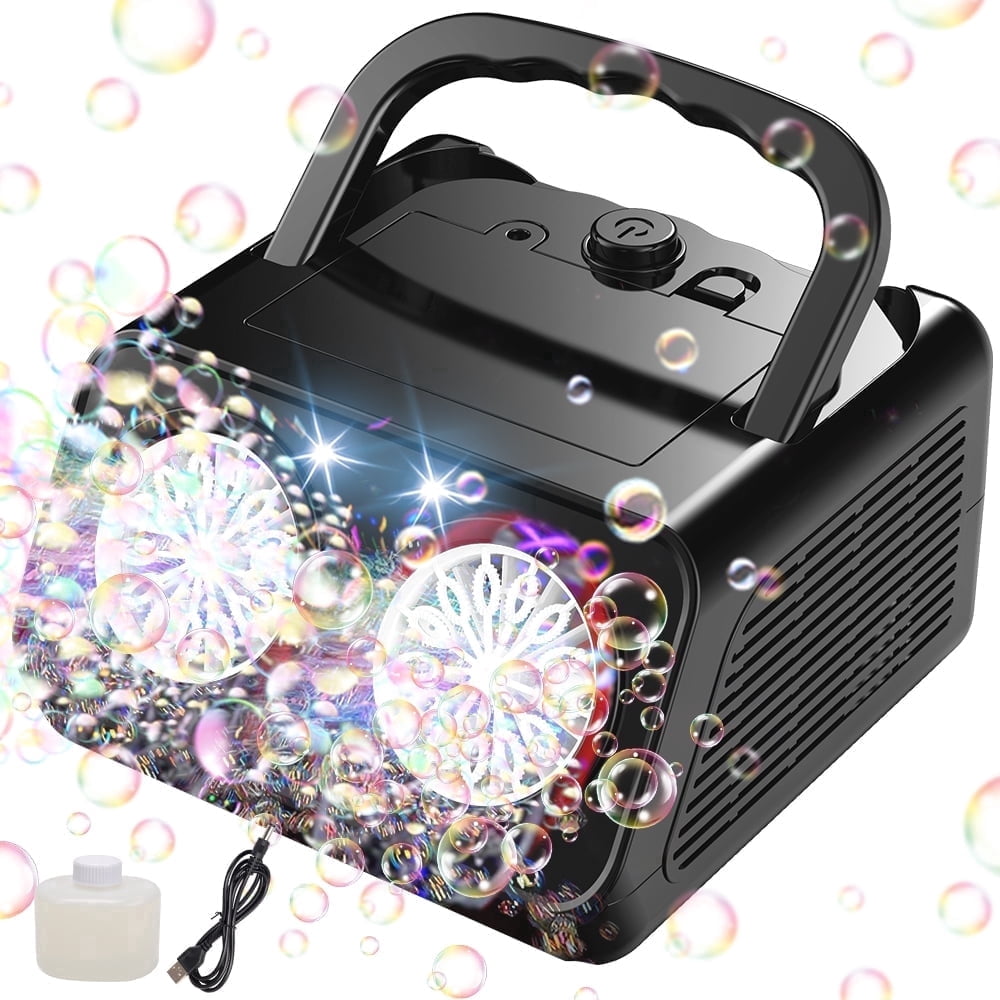 JoyStone Upgraded Bubble Machine, Automatic Bubble Machine for Kids 20000+ Bubbles Per Minute with 2 Fans, Bubble Maker for Outdoor Indoor Birthday Wedding Party, Black