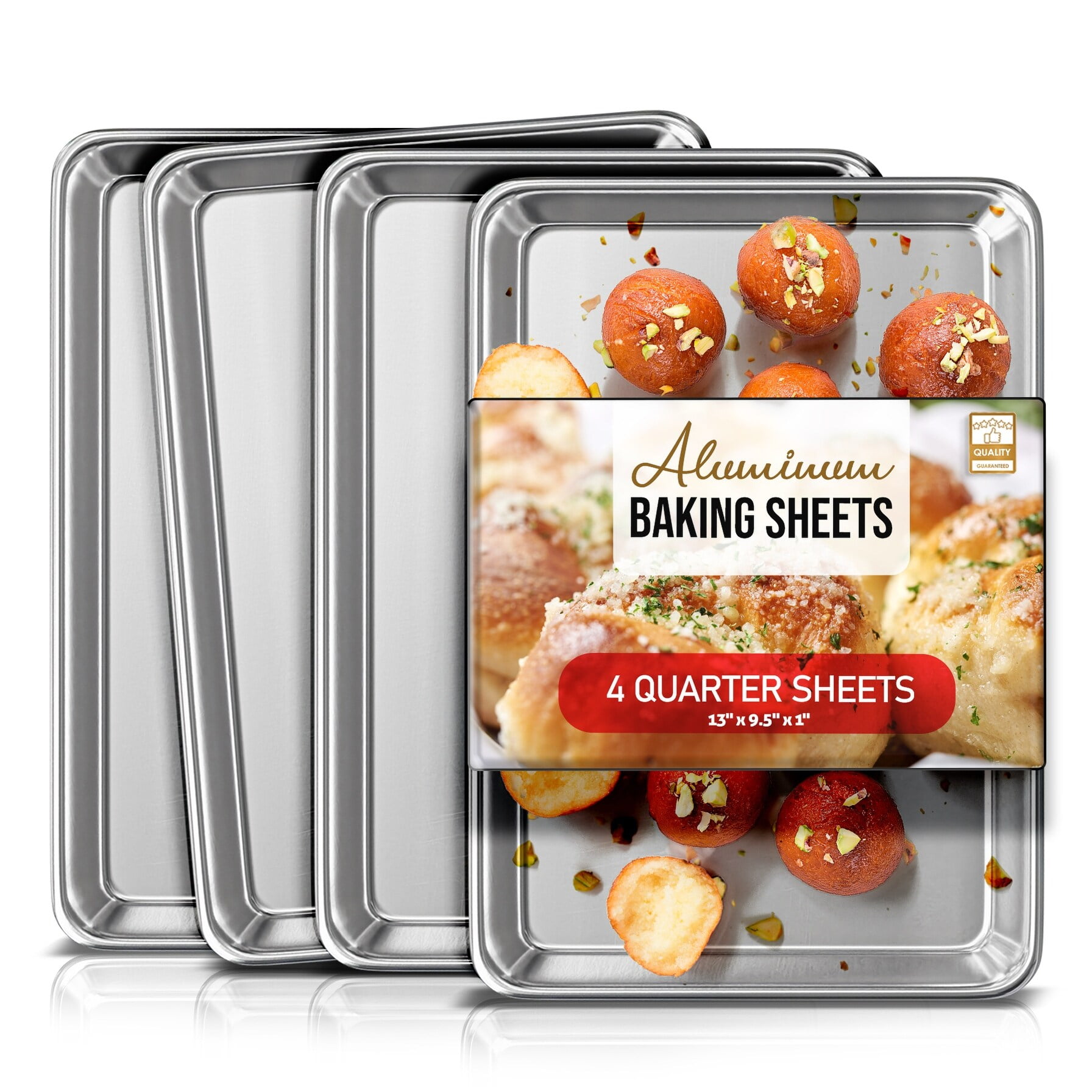 JoyTable Aluminum Non-Stick Quarter Sheet Pan Set, 13x9.5 inches