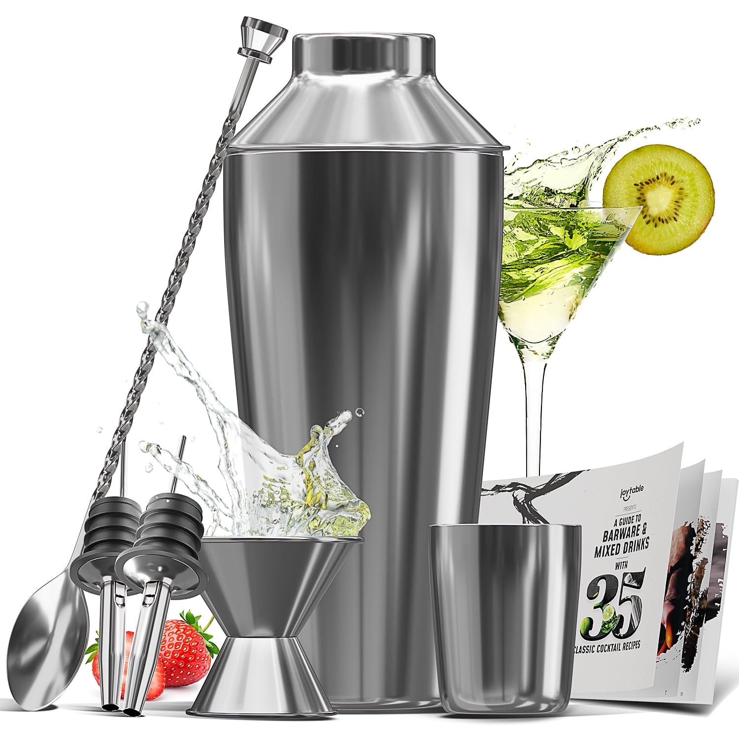 JoyTable Cocktail Shaker Set, Mixology Bartender kit, Steel Drink