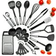 thumbnail image 1 of JoyTable Stainless Steel Cooking Utensil Set, Non-Stick Cookware Set, 24pc Heat Resistant Nylon Kitchen Accessories, Black, 1 of 5
