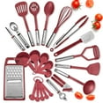 thumbnail image 1 of JoyTable Stainless Steel Cooking Utensil Set, Non-Stick Cookware Set, 24pc Heat Resistant Nylon Kitchen Accessories, Red, 1 of 5