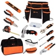 thumbnail image 1 of JoyTown Kids Real Tool Set- Junior Steel Forged Tool Kit for Children with Real Hand Tools, Kids Tool Belt, Portable Tool Bag, Perfect Learning Tools for Home DIY, Christmas Gift (Orange & Black), 1 of 7
