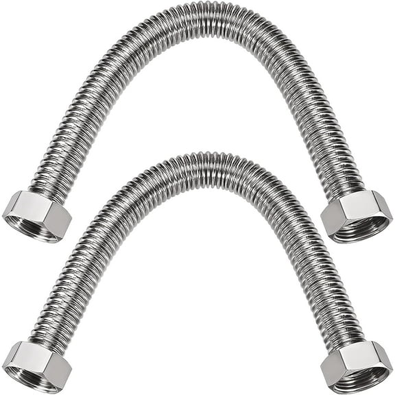JoyTube 3/43/4 Inch Corrugated Shower hoses 18 inch Stainless Steel Flexible Female Fitting Water Heater Pipe 2 pcs