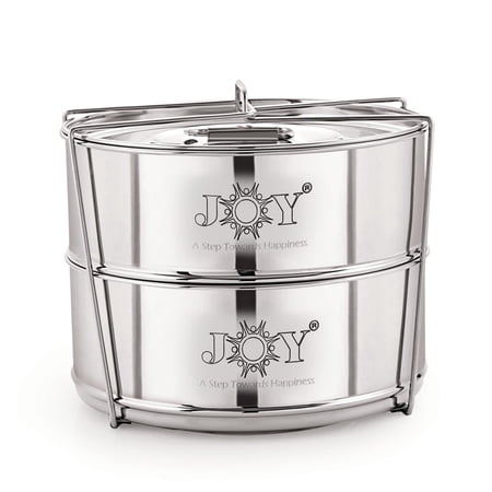JoyUs Stackable Insert Pans Microwavable Stainless Steel Steamer Basket 6QT 2 Count