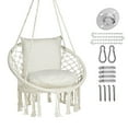 thumbnail image 1 of JoyView Macrame Hammock Chair with 2 Cushions and Hardware Kits,Cotton Rope Swing Chair for Indoor Outdoor Bedroom Patio Garden,Max 330lbs- Beige, 1 of 6
