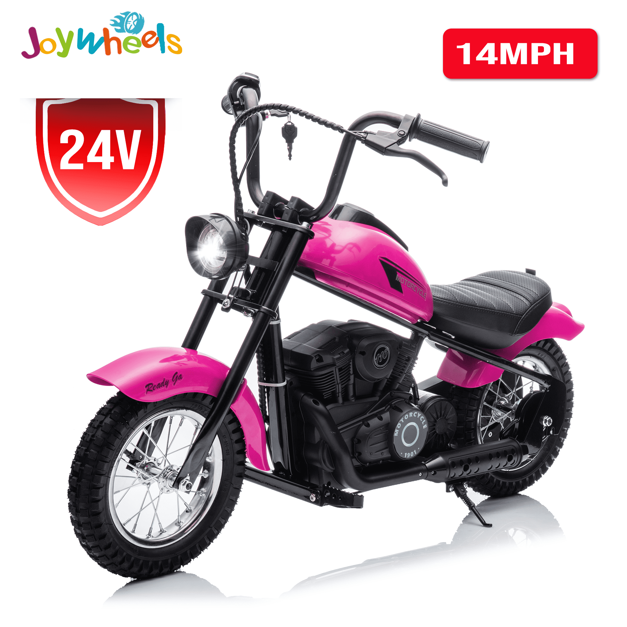 JoyWheels 24V Electric Dirt Bike, 250W Ride on Toy Motorcycle for kids,14mph, Age 13+,Pink