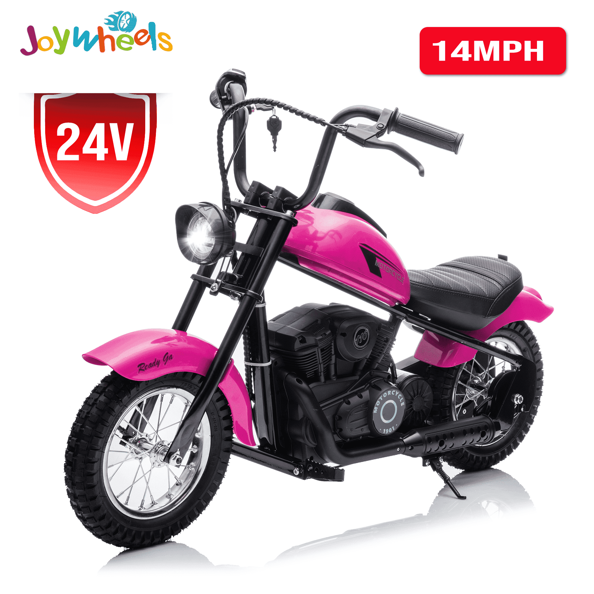 JoyWheels 24V Electric Dirt Bike, 250W Ride on Toy Motorcycle for kids,14mph, Age 13+,Pink