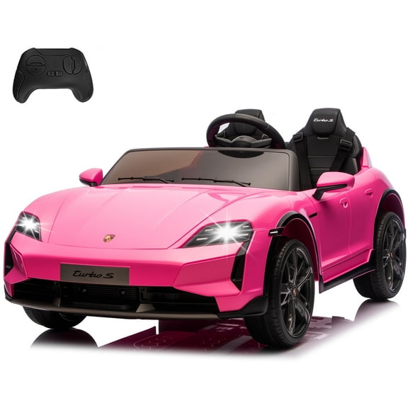 JoyWheels Licensed Porsche Taycan Turbo S 2 Seater Ride On Cars,24V 350W Powered Ride on Car With Remote Control,4mph,Pink
