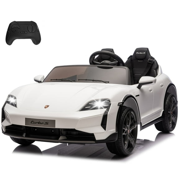 JoyWheels Licensed Porsche Taycan Turbo S 2 Seater Ride On Cars,24V 350W Powered Ride on Car With Remote Control,4mph,White