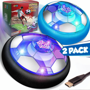 JoyX Air Hover Soccer Balls for Kids, Rechargeable 2 Pack, Indoor Games with LED Lights and Foam Bumpers