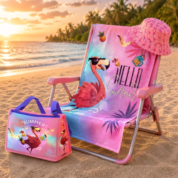 JoyX Beach Towel Bundle Set: UV-Protection Hat, Sand-Free Beach Towel with Stylish Beach Bag - Kids Summer Essentials for Girls & Boys