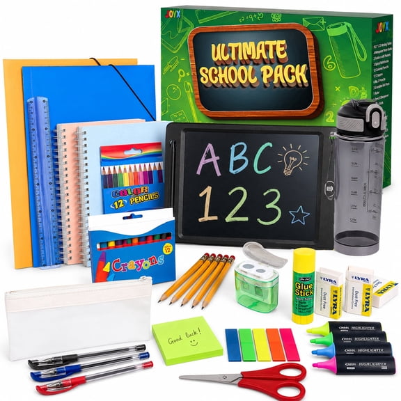 JoyX School Supply Kit with LCD Writing Tablet, Notebooks, Pencils and Art Supplies