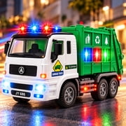JoyX Garbage Truck Toy with LED Lights & Sounds, Bump & Go Vehicle, Ages 3+