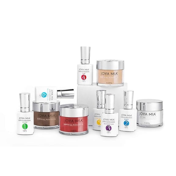 Joya Mia Beautiful Dipping Powder Starter Kit Powders,Top,Base,Activator,Bond,Vitamin Oil,Brush Saver (DPSK-021)