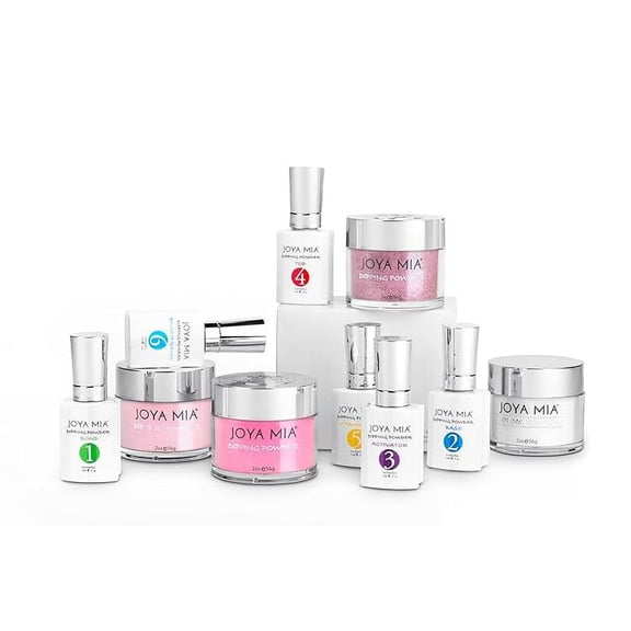 Joya Mia Complete Nail Dipping Powder Starter Kit with Powders, Top, Base, Vitamin Oil, and Brush Save (Hot Pink, Glitter pink, Baby Pink) (DPSK-10)
