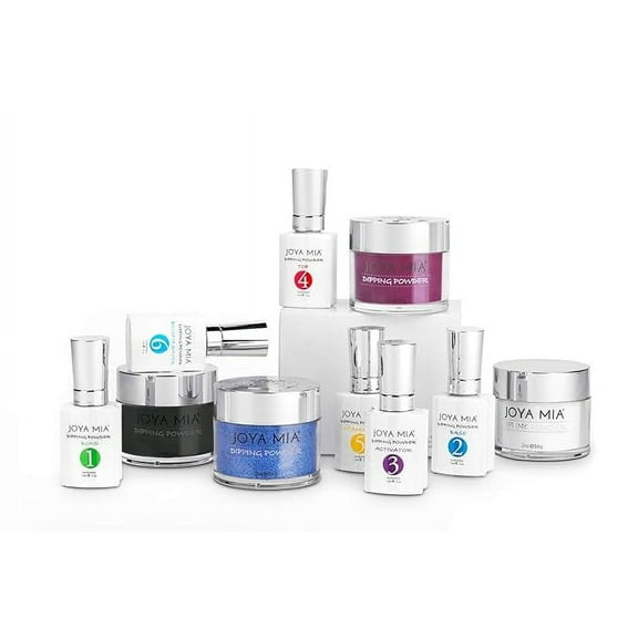 Joya Mia Complete Nail Dipping Powder Starter Kit with Powders, Top, Base, Vitamin Oil, and Brush Save (Juniper, Blue Glitter, Magenta)(DPSK-40)