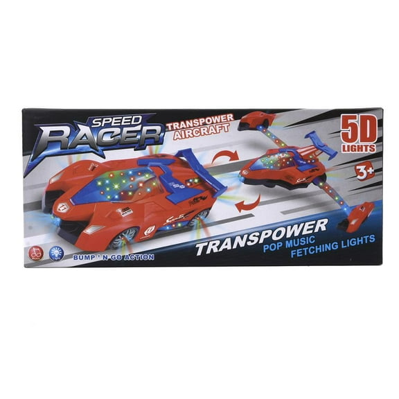 Joyabit Bump & Go Speed Racer Car, Trans Power  Aircraft  with 5D Light . Pop Music  with Fetching Lights for  Kids