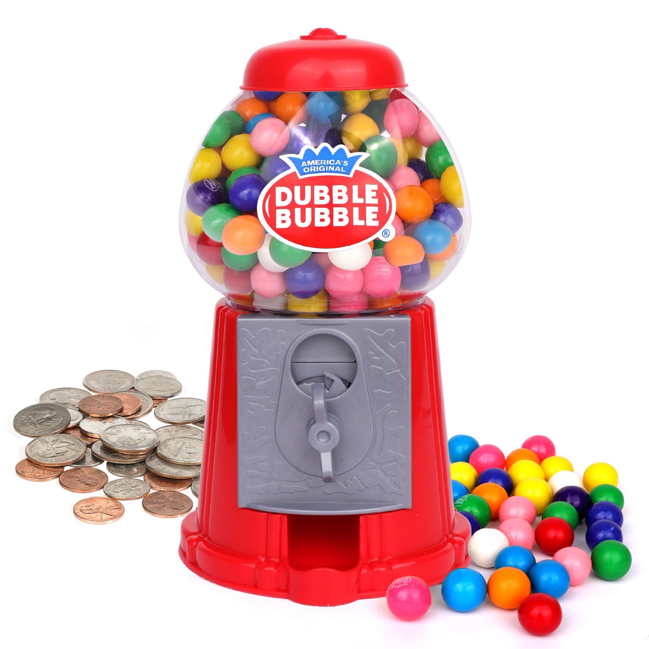 Joyabit Coin Operated Gumball Machine Toy Bank Dubble Bubble Classic Style Multi-color Solid Print Party Favors, with 45 Gum Balls 45 Count - image 1 of 9