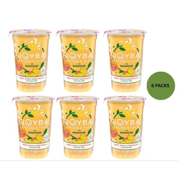 Joyba Bubble Tea, Sweet Peach Honeysuckle Flavor, 6 Pack