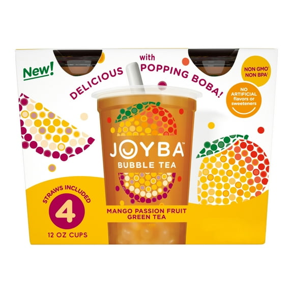 Joyba Mango Passionfruit Green Tea Bubble Tea 4 pk /12 fl oz - Pack of 2
