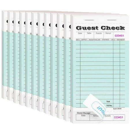 Joyberg 12 Pack Server Note Pads, Guest Check Books for Servers, Guest Checks Notepad for Waiter Waitress Servers, Waitress Notepad for Restaurants Food Order, 50 Sheets/Pad