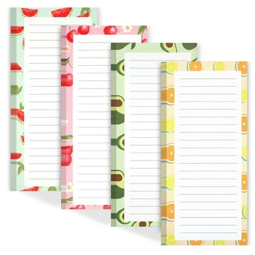 Joyberg 4 Pack Magnetic Notepads for Refrigerator - 50 Sheets Per Pad, Fruit Design for Grocery Lists and To-Dos