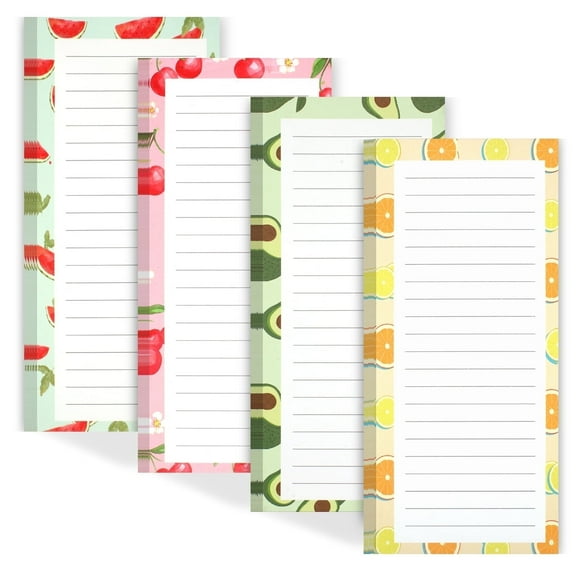 Joyberg 4 Pack Magnetic Notepads for Refrigerator - 50 Sheets Per Pad, Fruit Design for Grocery Lists and To-Dos
